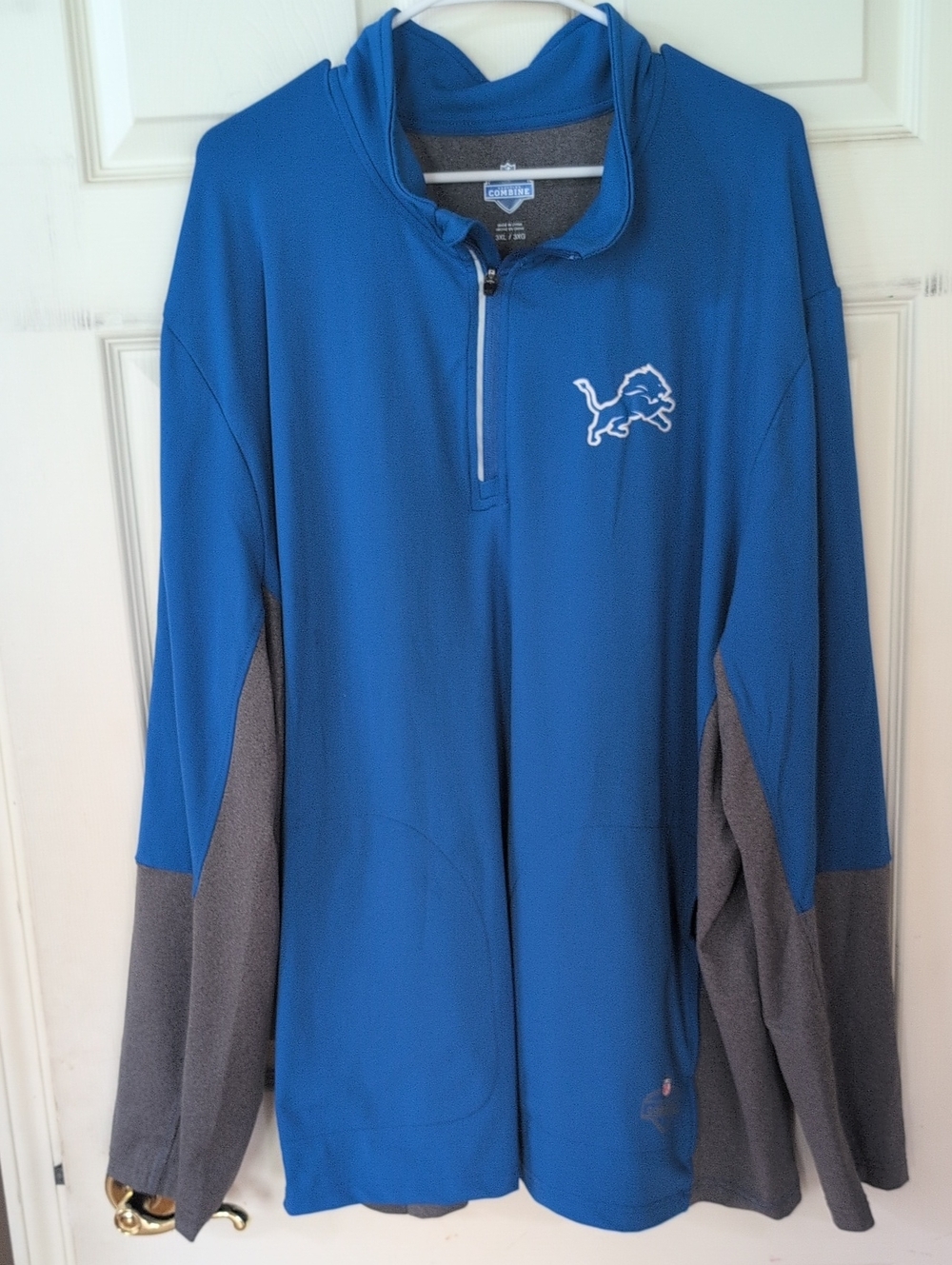 Detroit Lions Blue & Gray 1/4 Zip Pullover 3XL